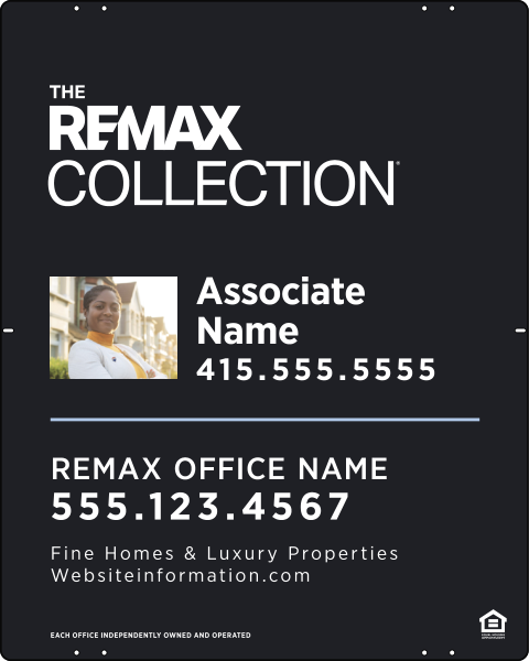 Collection Associate Name w Photo & Fine Homes Luxury Properties Sign Panel, 30h x 24w, Steel